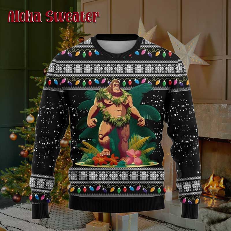 Big Foot Funny Bigfoot Santasquatch Believe Ugly Christmas Sweater