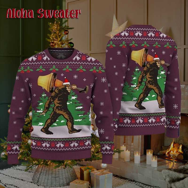 Bigfoot With Leg Lamp Ugly Christmas Sweater