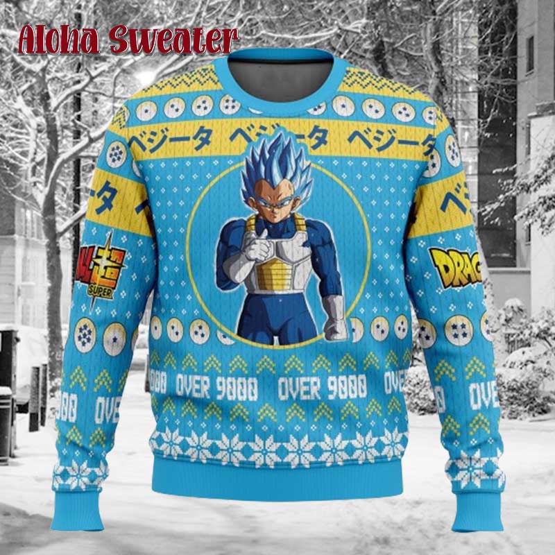 Bioworld Dragon Ball Goku Kanji Ugly Christmas Sweater