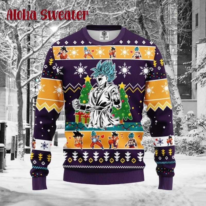 Bioworld Kanji Dragon Ball Goku Ugly Christmas Sweater