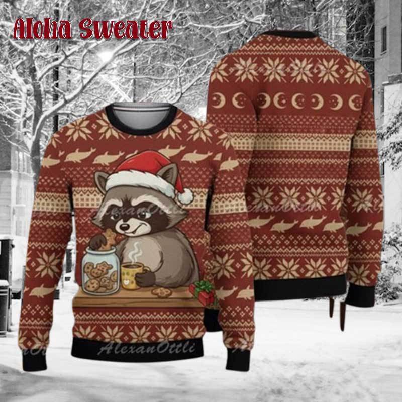 Cookies Funny Raccoon Ugly Christmas Sweater