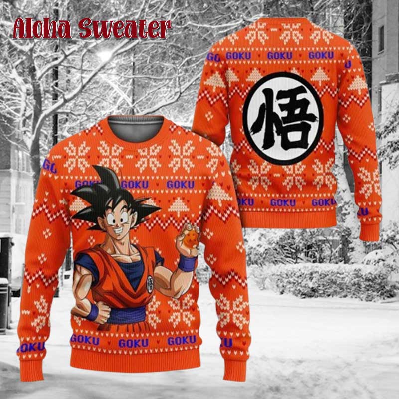 Dragon Ball Goku Kanji Logo Ugly Christmas Sweater