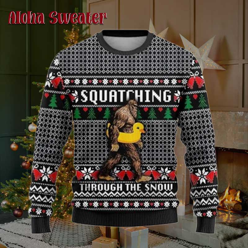 Duck Balloon Bigfoot Sasquatch Ugly Christmas Sweater