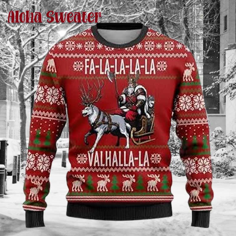 Fa La La La Viking Warrior Ugly Christmas Sweater