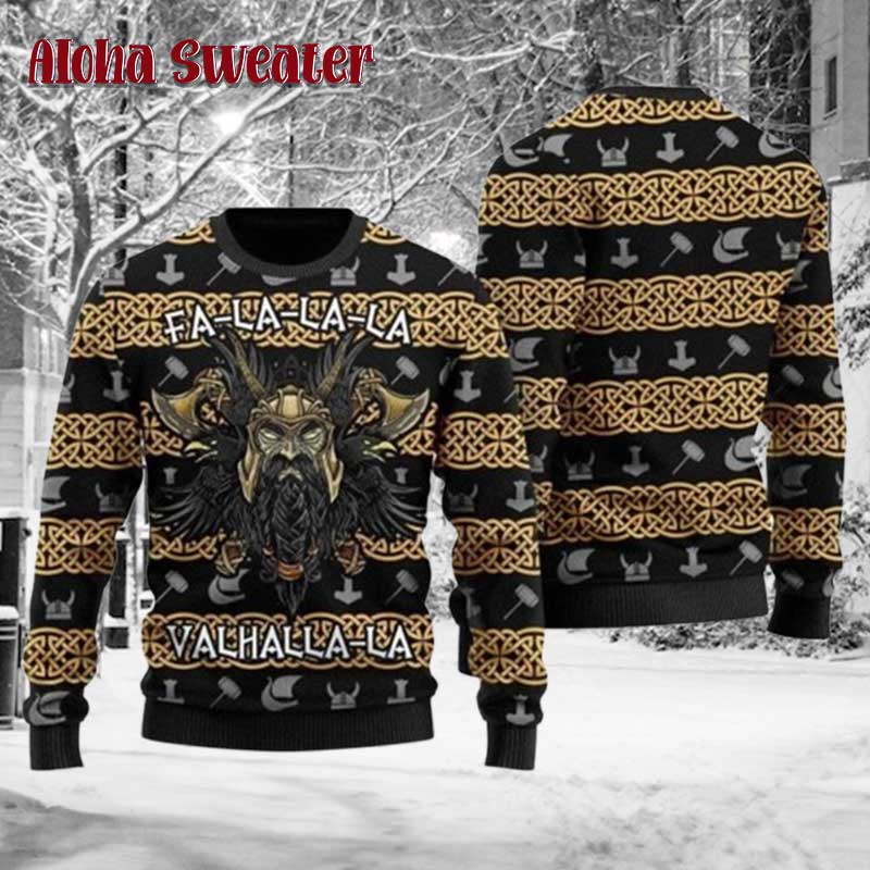 Fa La La Valhalla Odin Viking Ugly Christmas Sweater