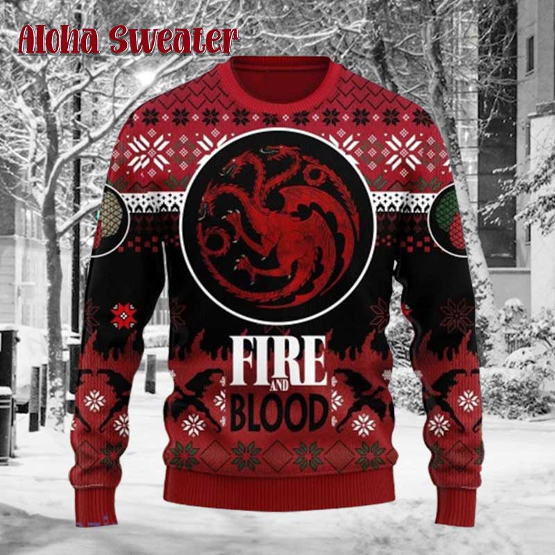 Fire And Blood Game Of Thrones Ugly Christmas Sweater