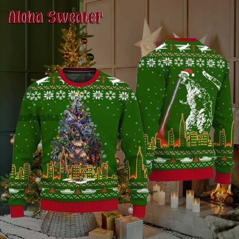Godzilla Stole Christmas Gifts Ugly Christmas Sweater