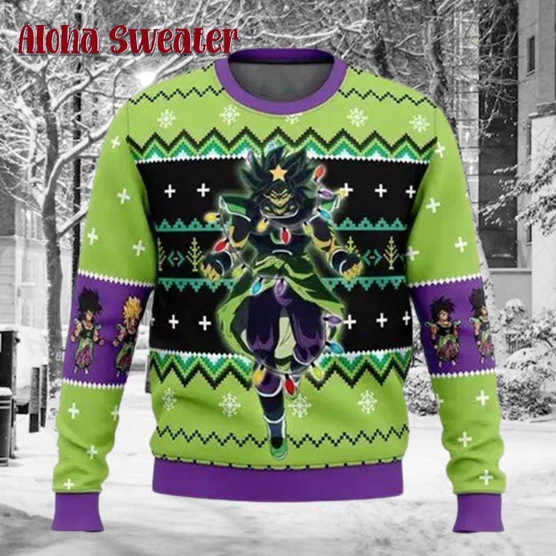 Green Tree Saiyan Dragon Ball Ugly Christmas Sweater