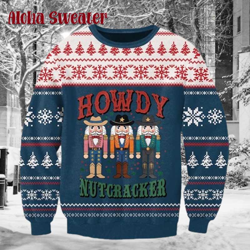 Howdy Nutcracker Cowboy Ugly Christmas Sweater