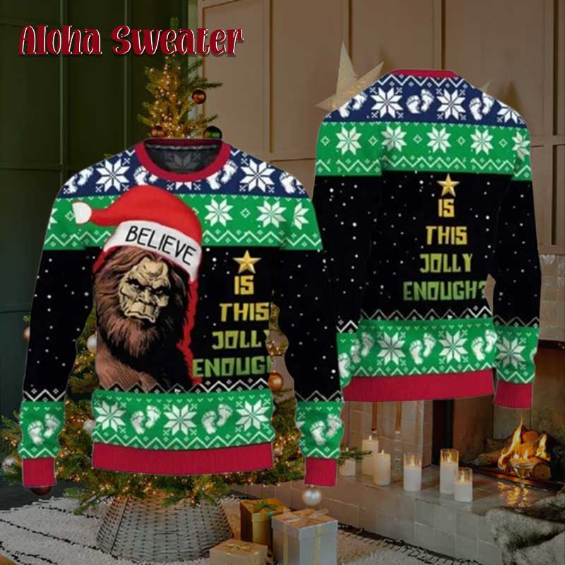 I Party With Sasquatch Bigfoot Ugly Christmas Sweater I Party With Sasquatch Bigfoot Ugly Christmas Sweater