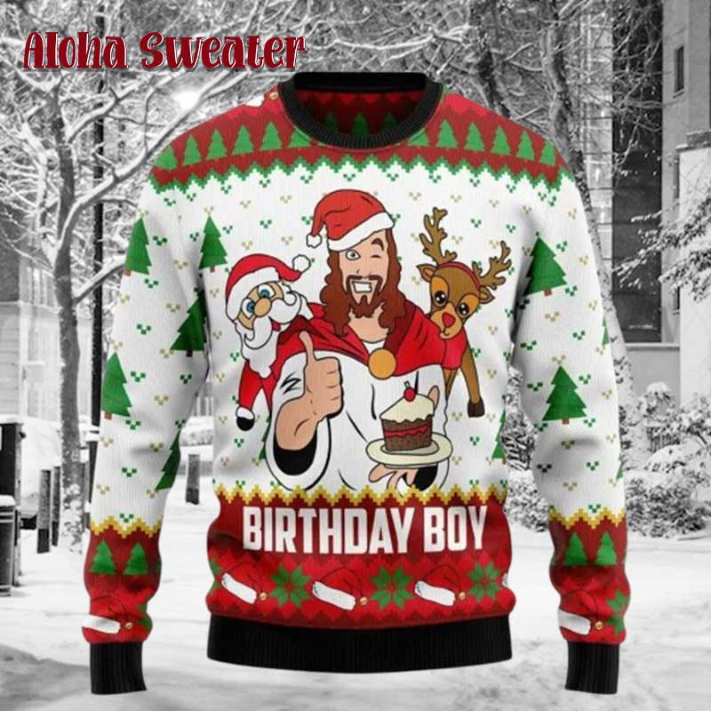 Jesus Birthday Boy Ugly Christmas Sweater
