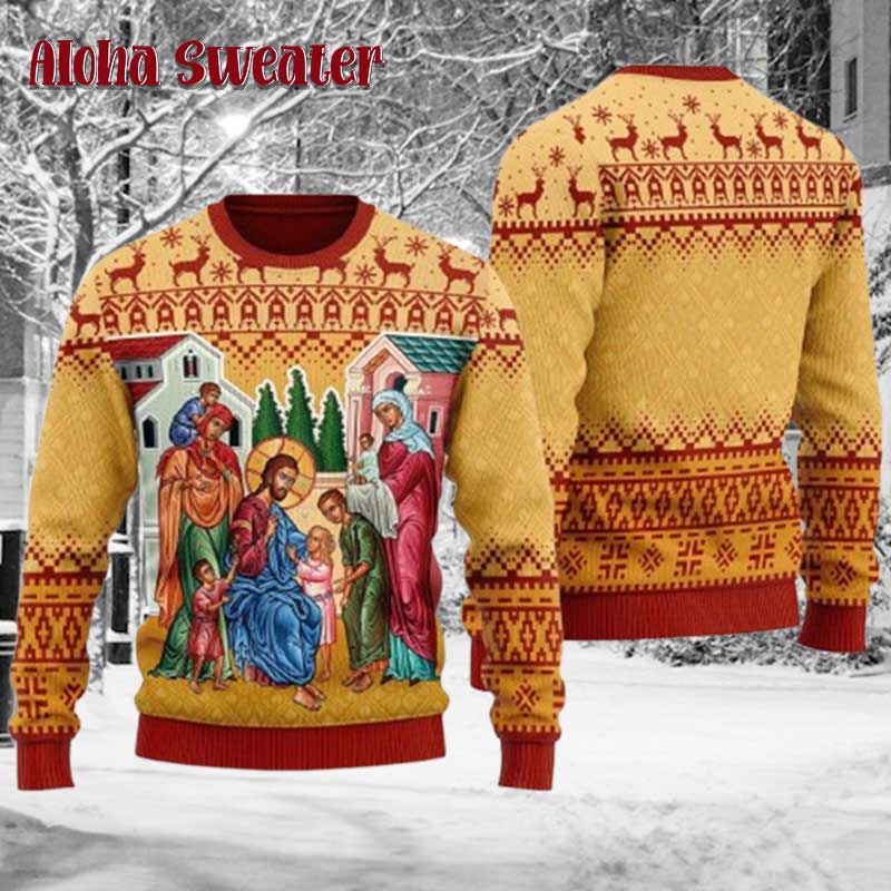 Jesus Christ And The Children Ugly Christmas Sweater