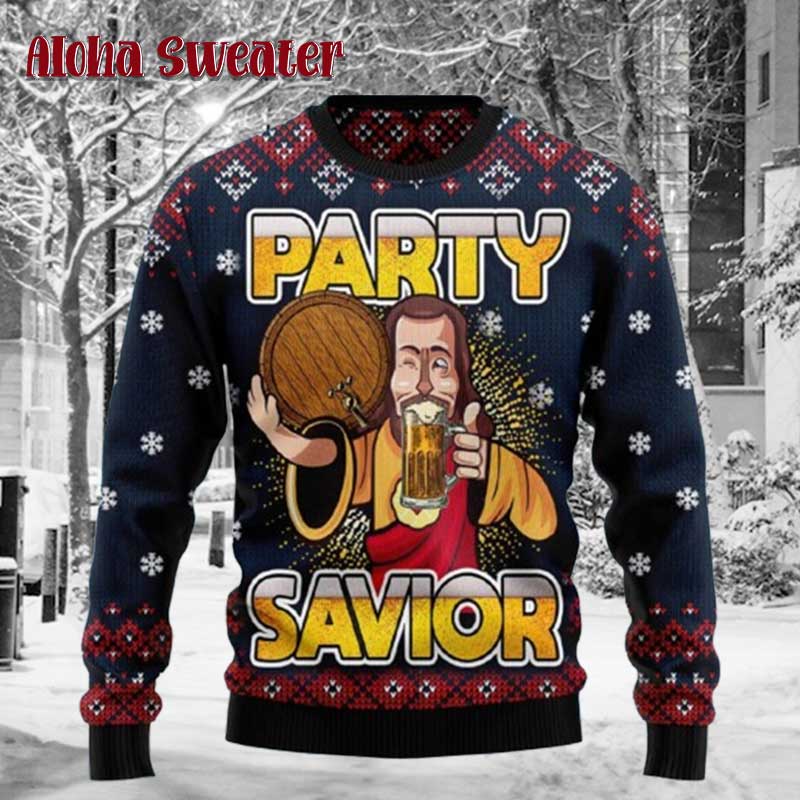 Jesus Party Savior Ugly Christmas Sweater
