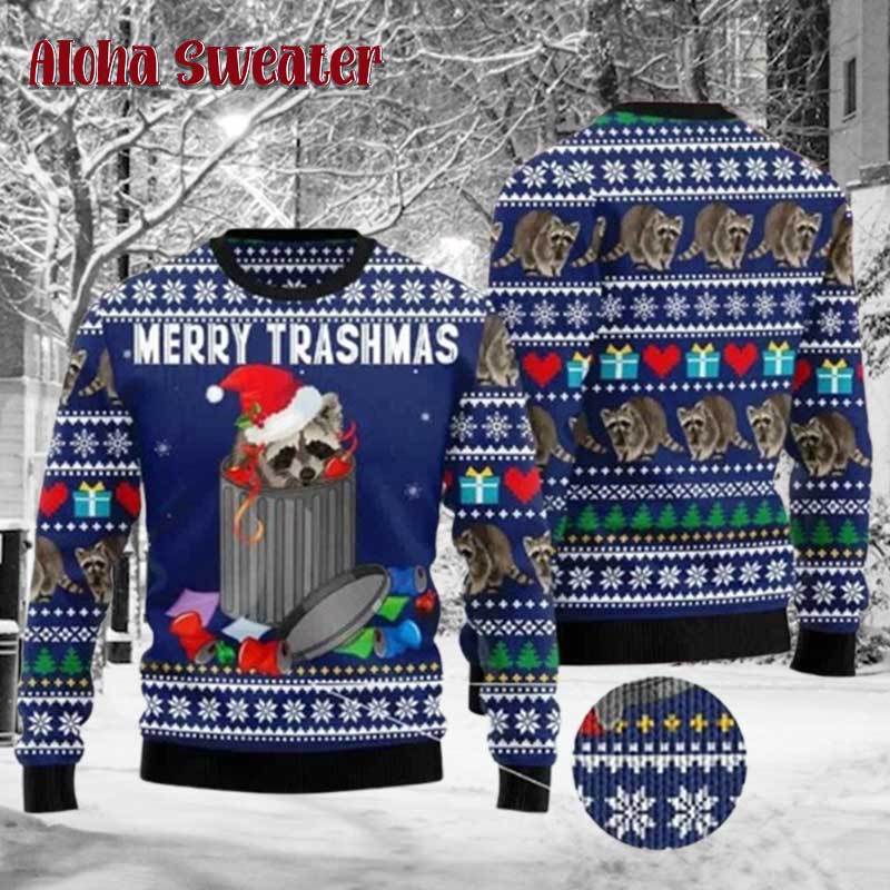 Merry Trashmas Raccoon Ugly Christmas Sweater