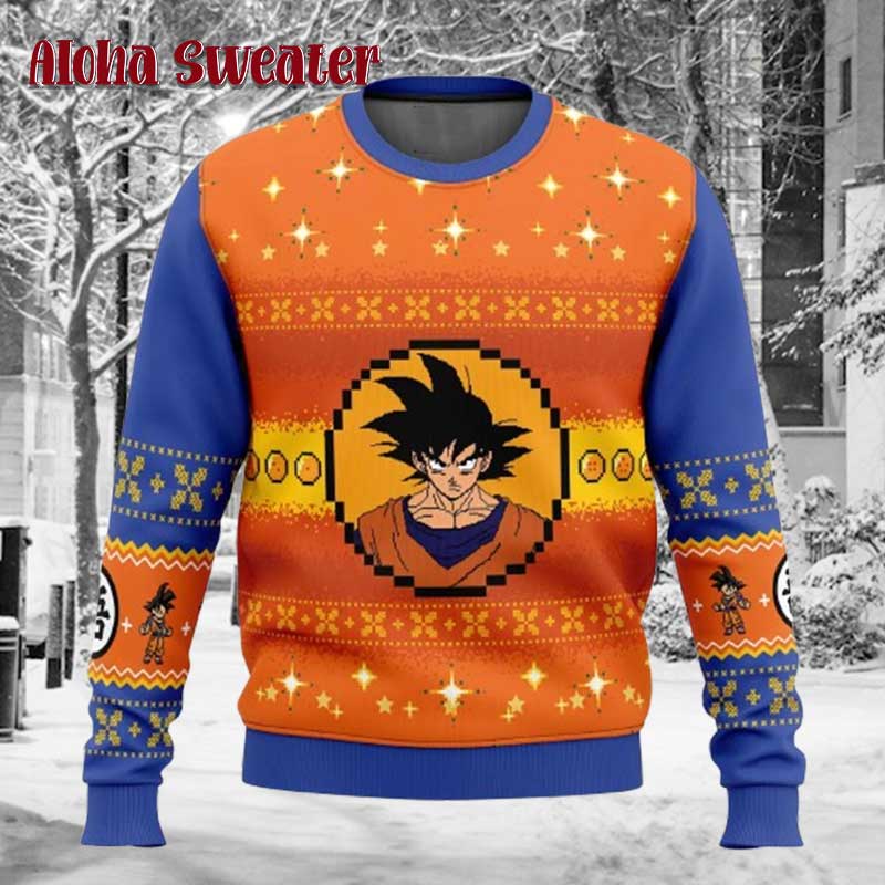 Pixel Logo Dragonball Z Ugly Christmas Sweater