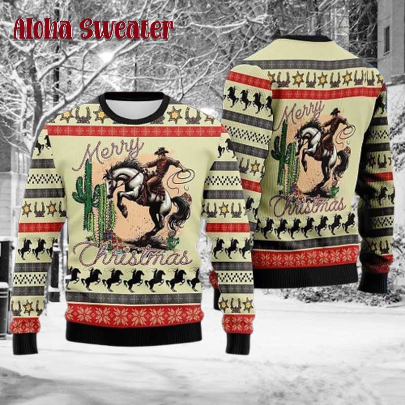 Rodeo Western Cowboy Ugly Christmas Sweater