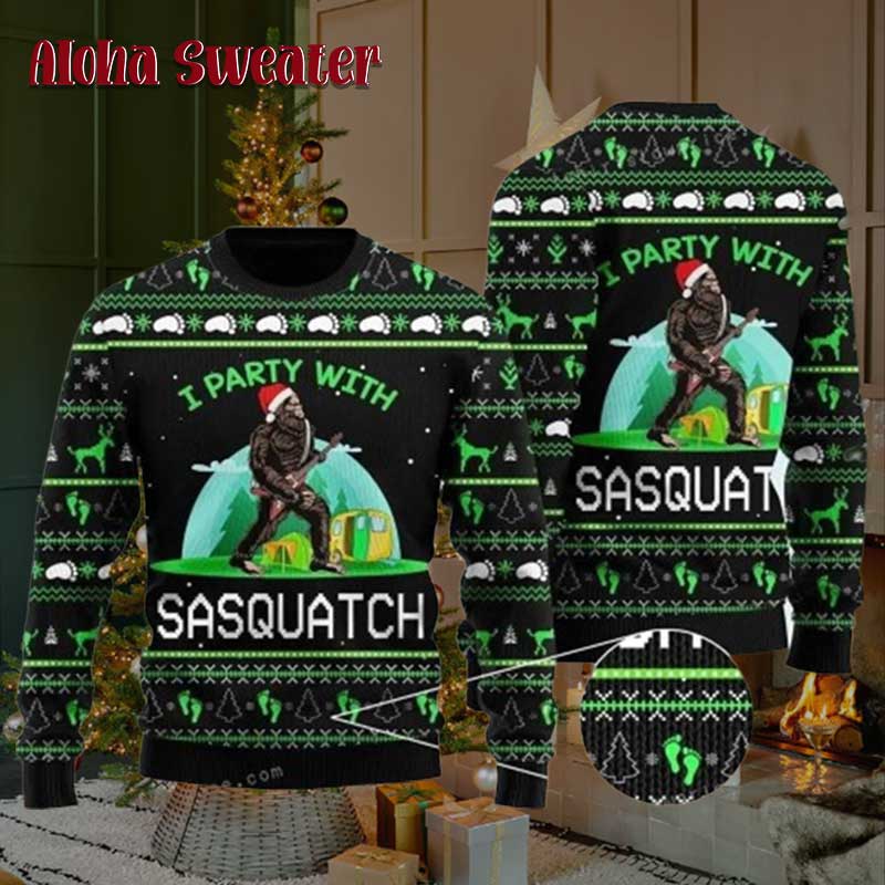 Sasquatch Camping Bigfoot Ugly Christmas Sweater