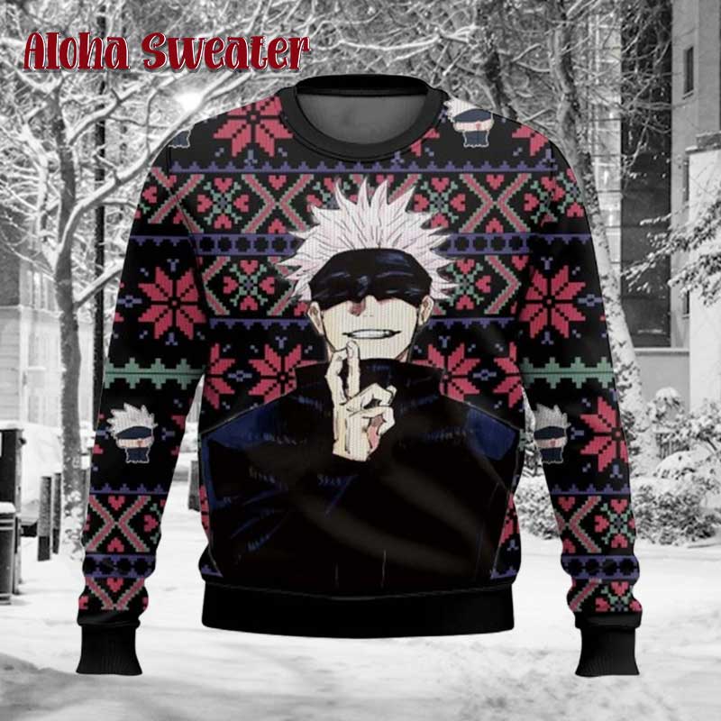 The 6 Eyes Jujutsu Kaisen Satoru Gojo Ugly Christmas Sweater
