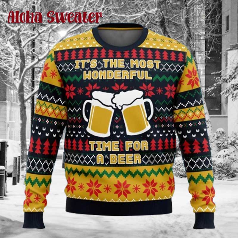 Time For A Beer Ugly Christmas Sweater