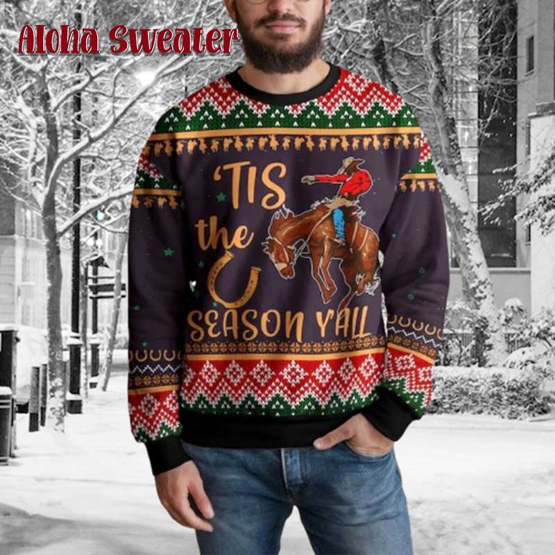 Tis The Season Y All Cowboy Ugly Christmas Sweater