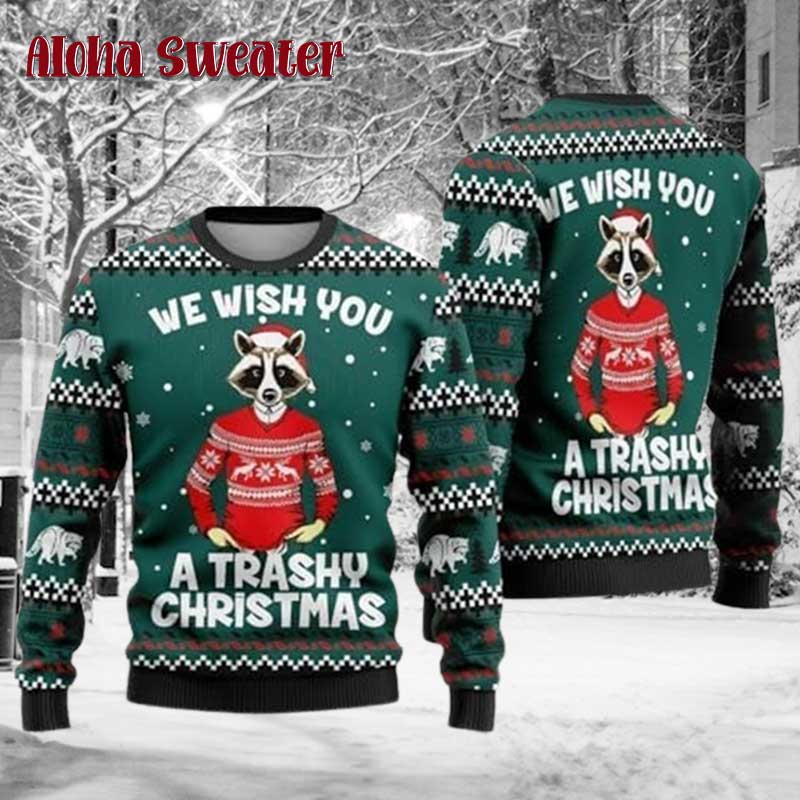 Trashy Christmas Racoon Ugly Christmas Sweater