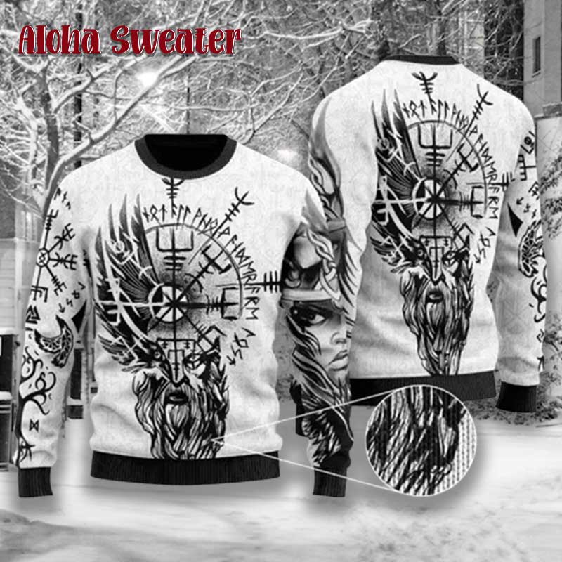 Viking Sweater Valkyrie Odins Raven Valknut Ugly Christmas Sweater