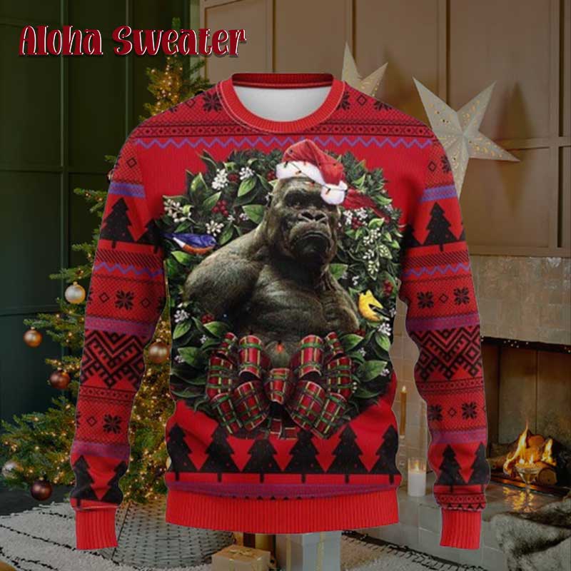 Western Godrilla King Kong Ugly Christmas Sweater