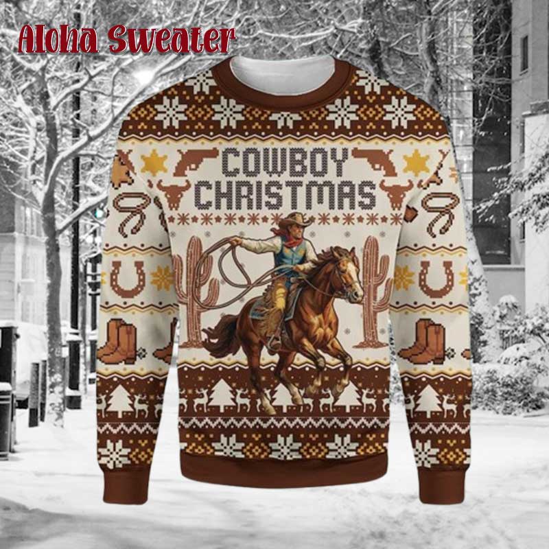 Desert Rodeo Man Cowboy Ugly Christmas Sweater Desert Rodeo Man Cowboy Ugly Christmas Sweater