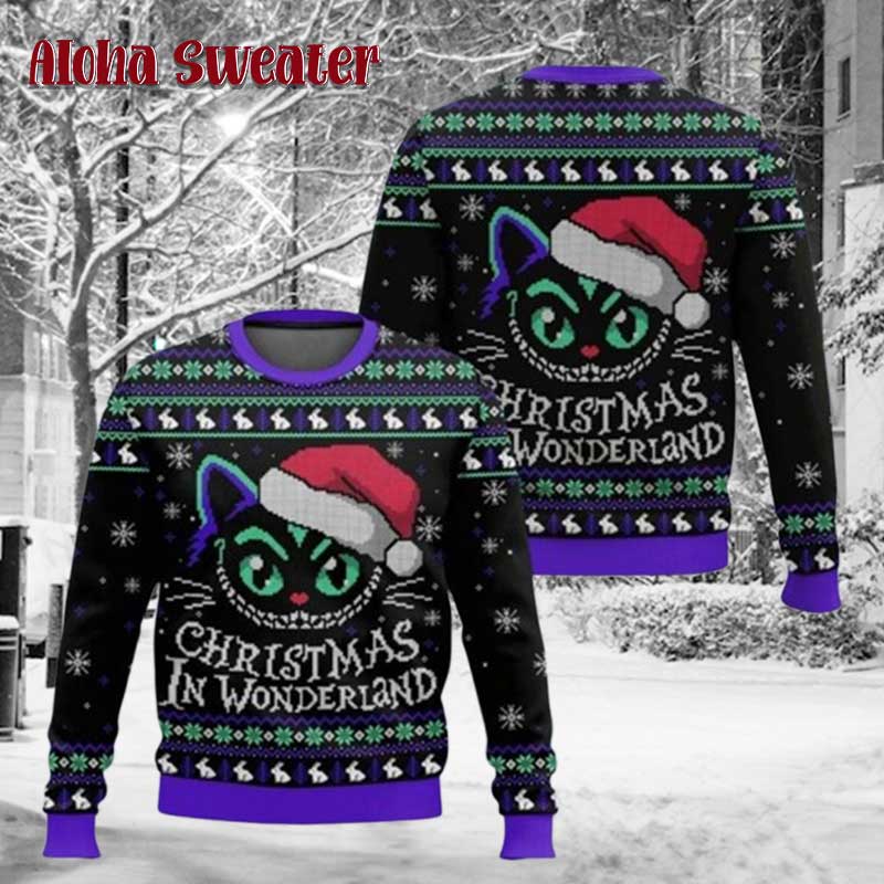 Cheshire Cat Alice Friend Ugly Christmas Sweater
