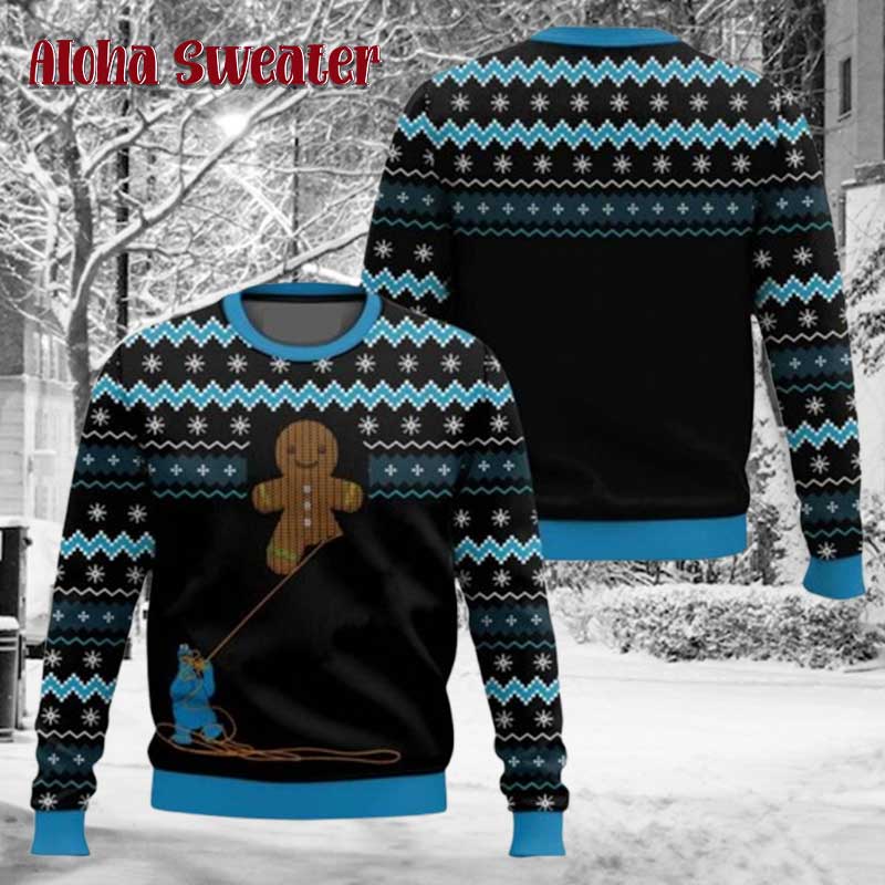 Cookie Monster Gingerbread Ugly Christmas Sweater