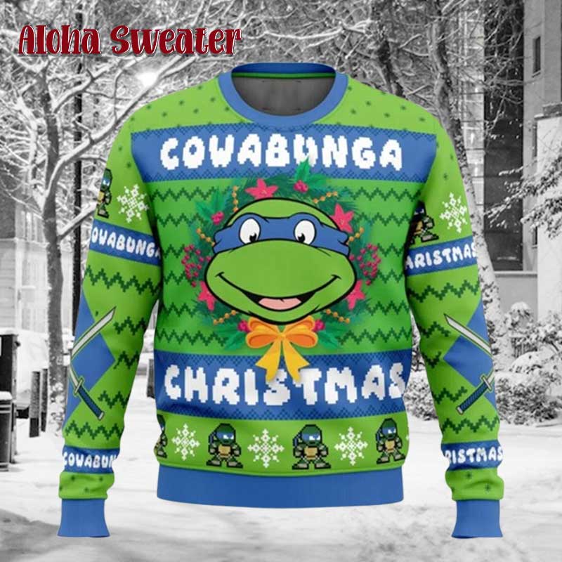 Cowabunga Leonardo Ugly Christmas Sweater