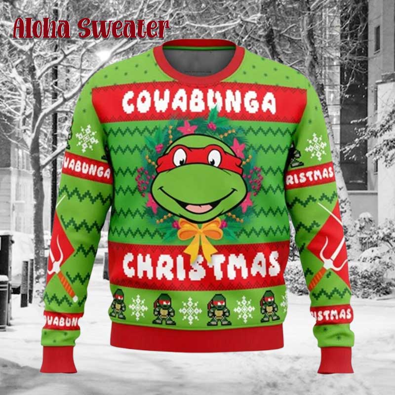 Cowabunga Raphael Ninja Turtles Ugly Christmas Sweater