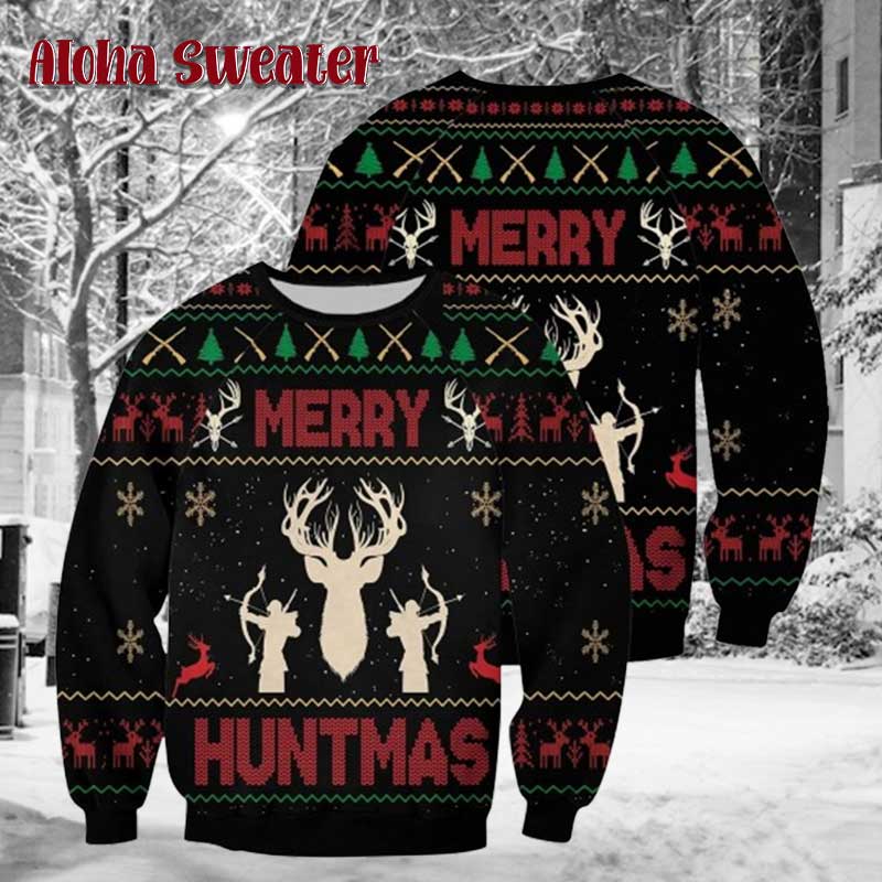 Deer Hunting Merry Huntmas Ugly Christmas Sweater