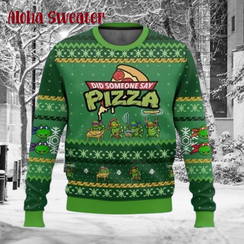 Did Someone Say Pizza Ninja Turtles Ugly Christmas Sweater