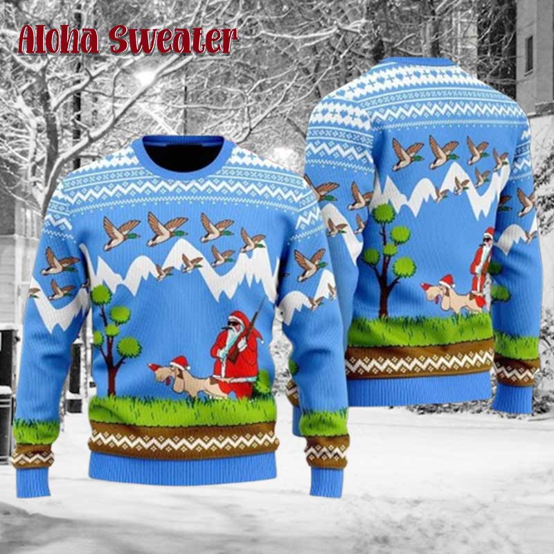Duck Hunting Santa Ugly Christmas Sweater
