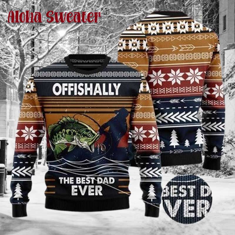 Fishing Retro Vintage 3d Ugly Christmas Sweater