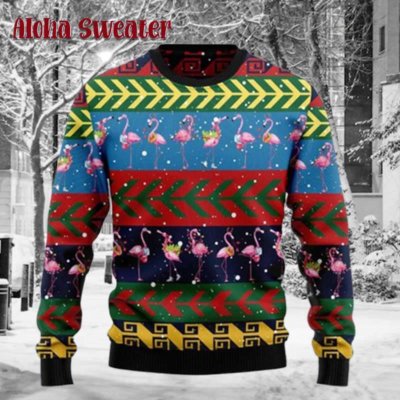 Flamingo Christmas Pattern Ugly Christmas Sweater