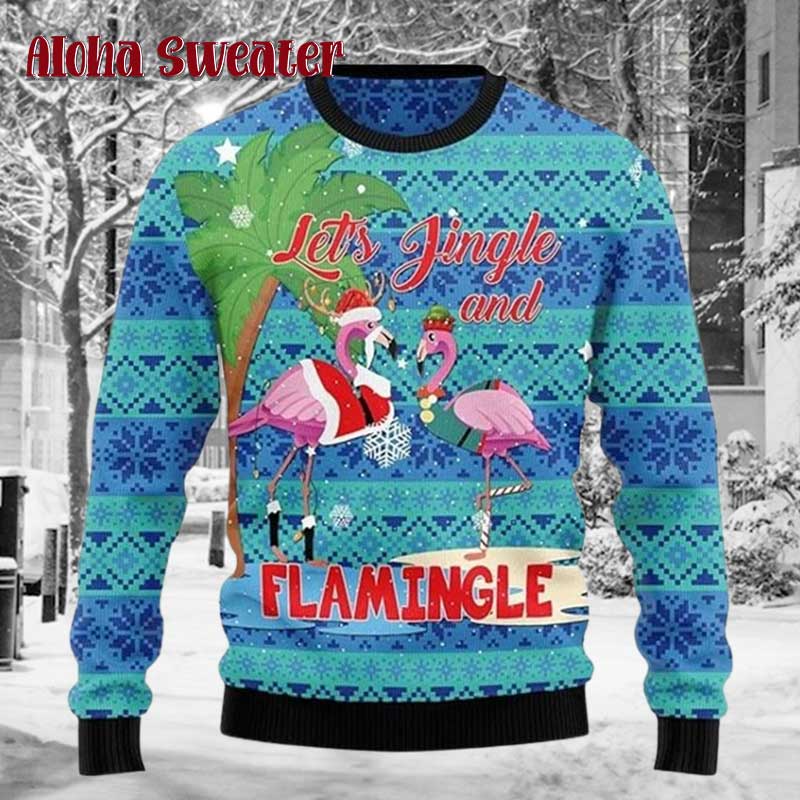 Flamingo Let’s Jingle Ugly Christmas Sweater