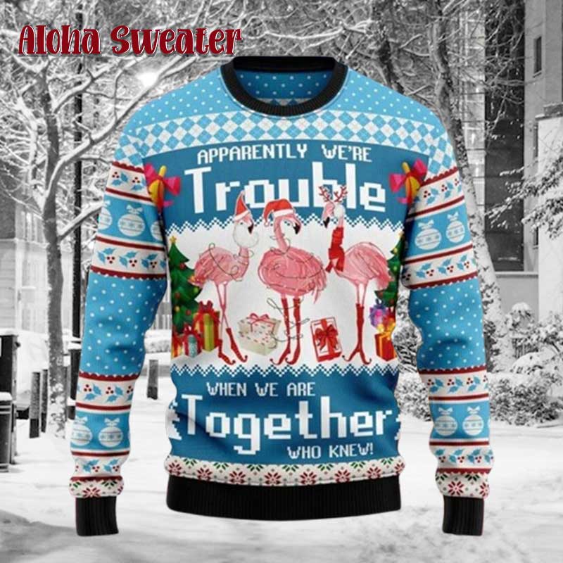 Flamingo Together This Holiday Ugly Christmas Sweater