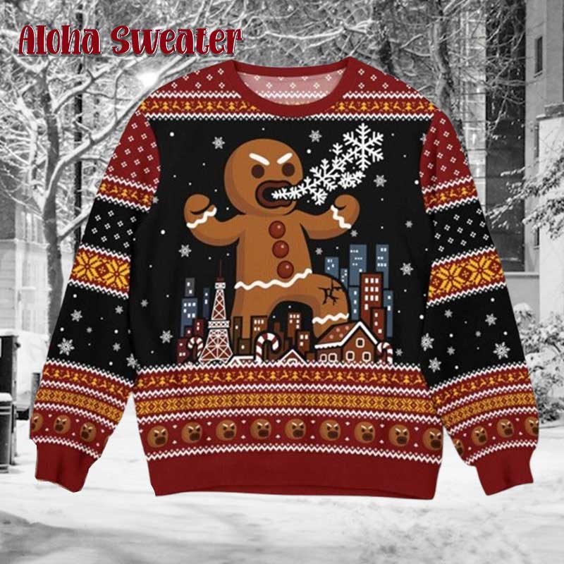 Funny Gingerbread Monster Ugly Christmas Sweater