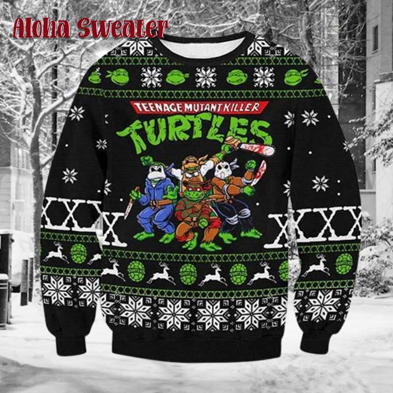 Funny Halloween Ninja Turtles Ugly Christmas Sweater
