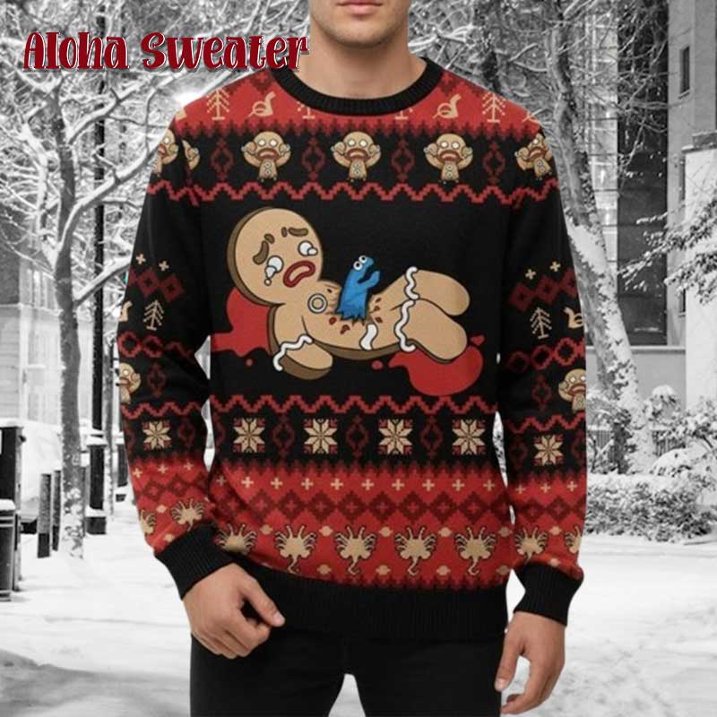 Gingerbread Creepy Cookie Ugly Christmas Sweater