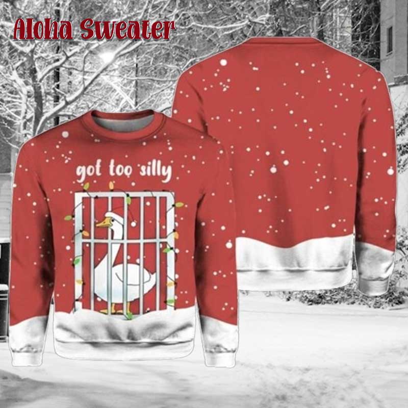 Goose Got Too Silly Ugly Christmas Sweater
