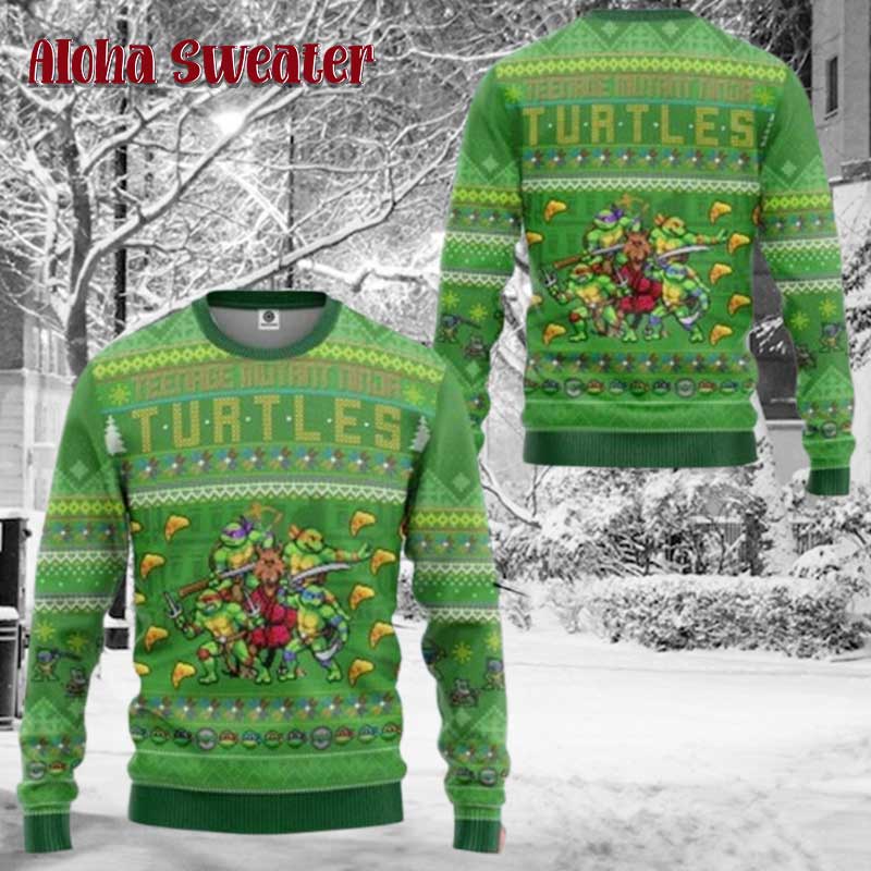 Green Tmnt Ninja Turtles Ugly Christmas Sweater