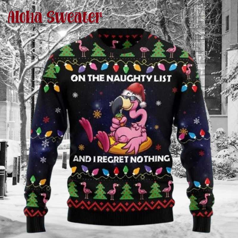 Funny Holiday With Flamingo Ugly Christmas Sweater Funny Holiday With Flamingo Ugly Christmas Sweater