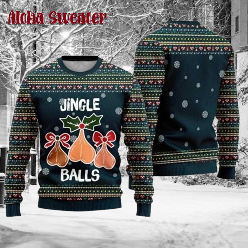 Jingle Balls Dark Blue Ugly Christmas Sweater