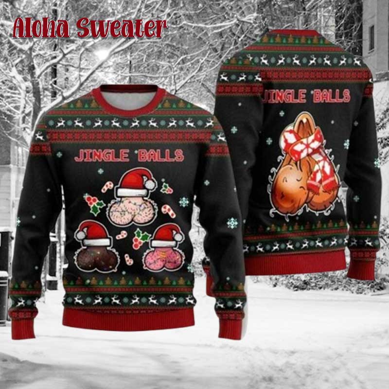 Naughty Best Christmas Jingle Balls Funny Ugly Christmas Sweater