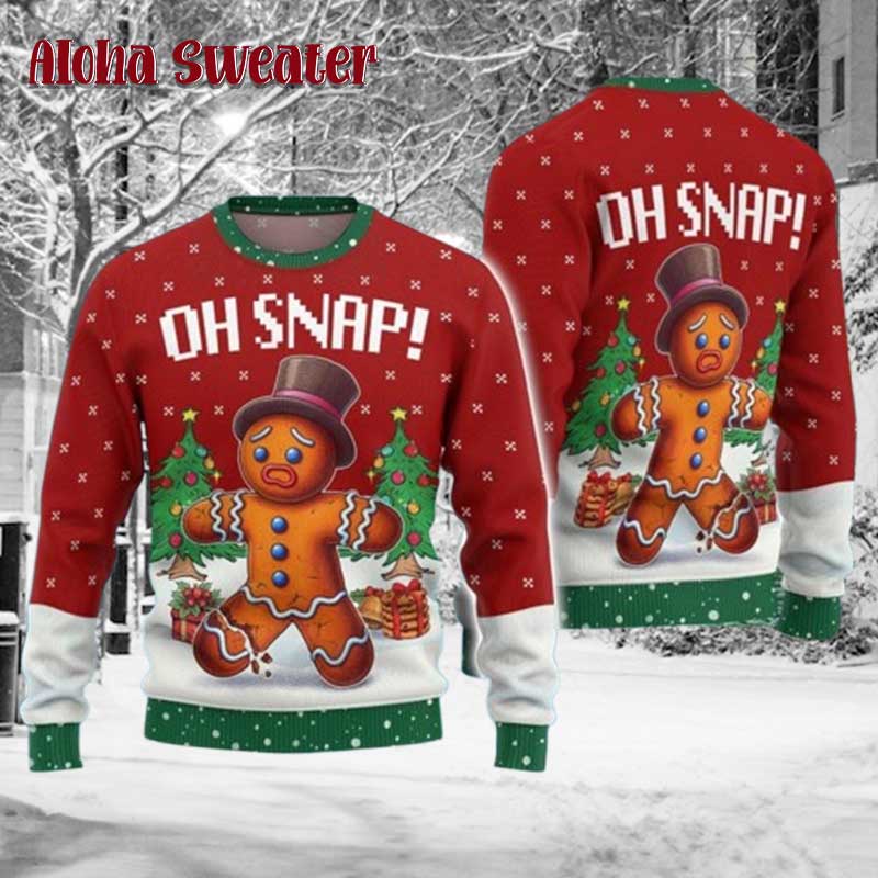 Oh Snap Funny Gingerbread Ugly Christmas Sweater