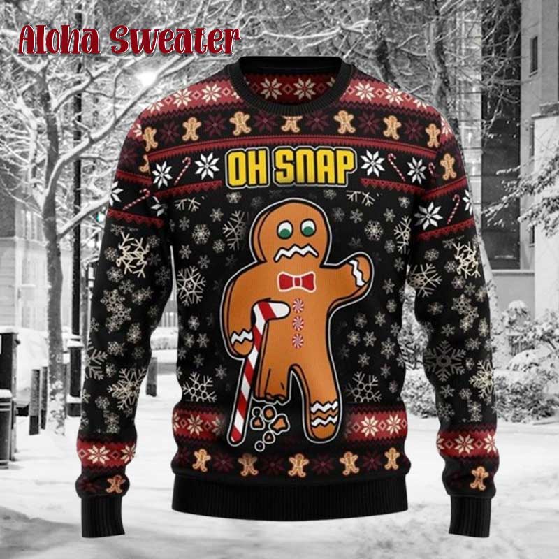Oh Snap Gingerbread Ugly Sweater Funny Gingerbread Ugly Christmas Sweater