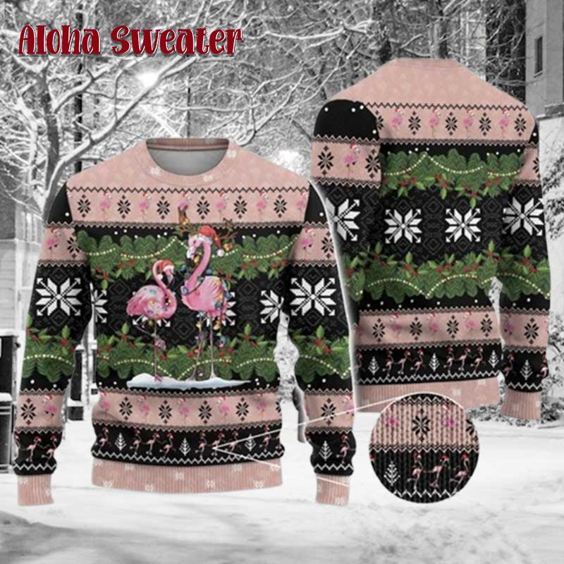 Pink Flamingo Animal Lover Ugly Christmas Sweater